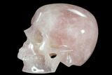 Realistic, Polished Brazilian Rose Quartz Crystal Skull #116423-3